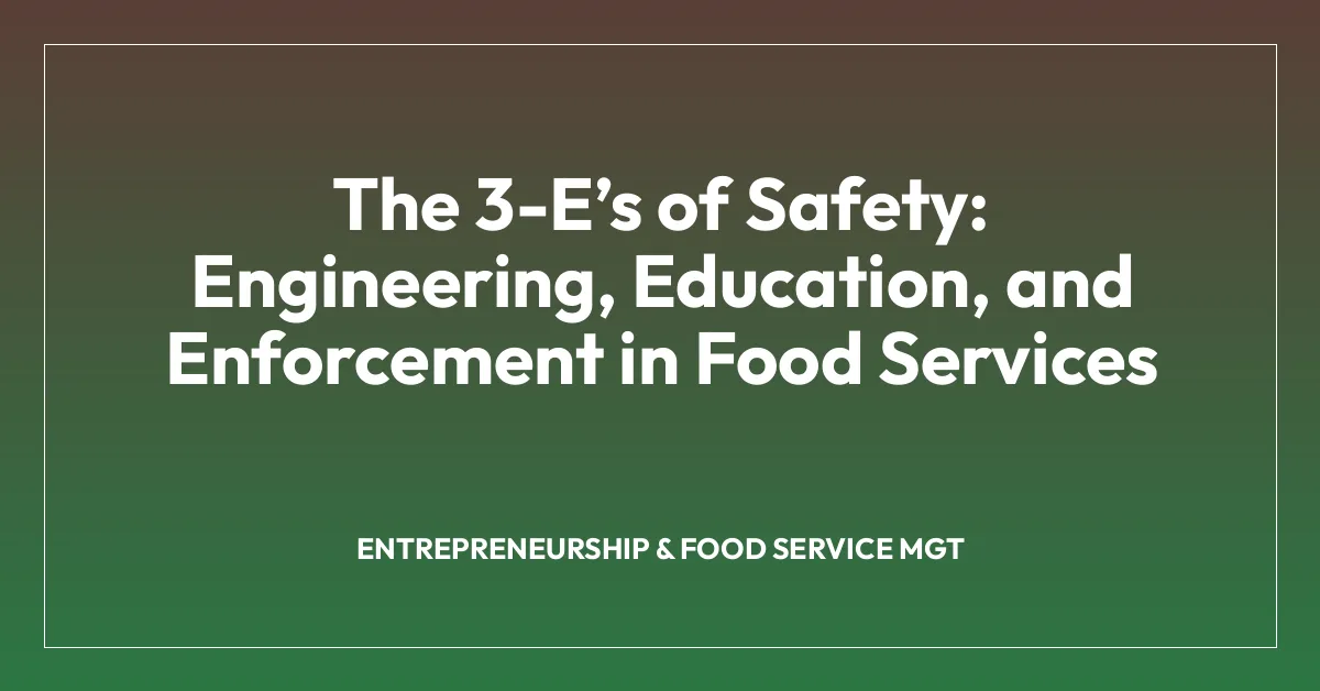 The 3-Eโs of Safety: Engineering, Education, and Enforcement in Food Services