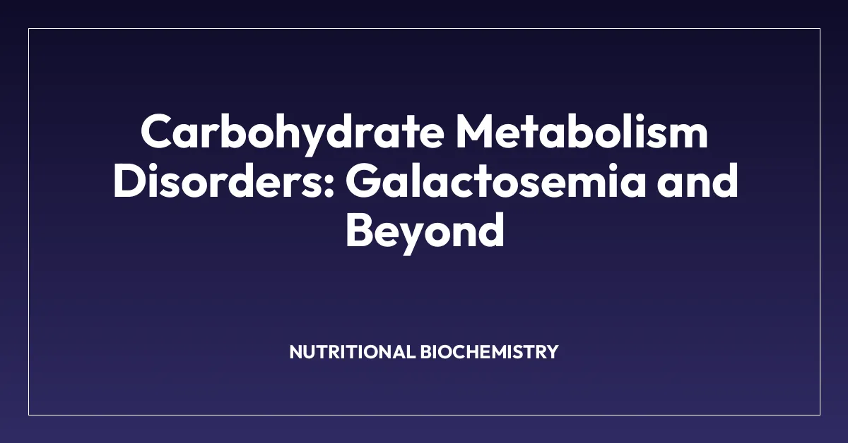 Carbohydrate Metabolism Disorders: Galactosemia and Beyond
