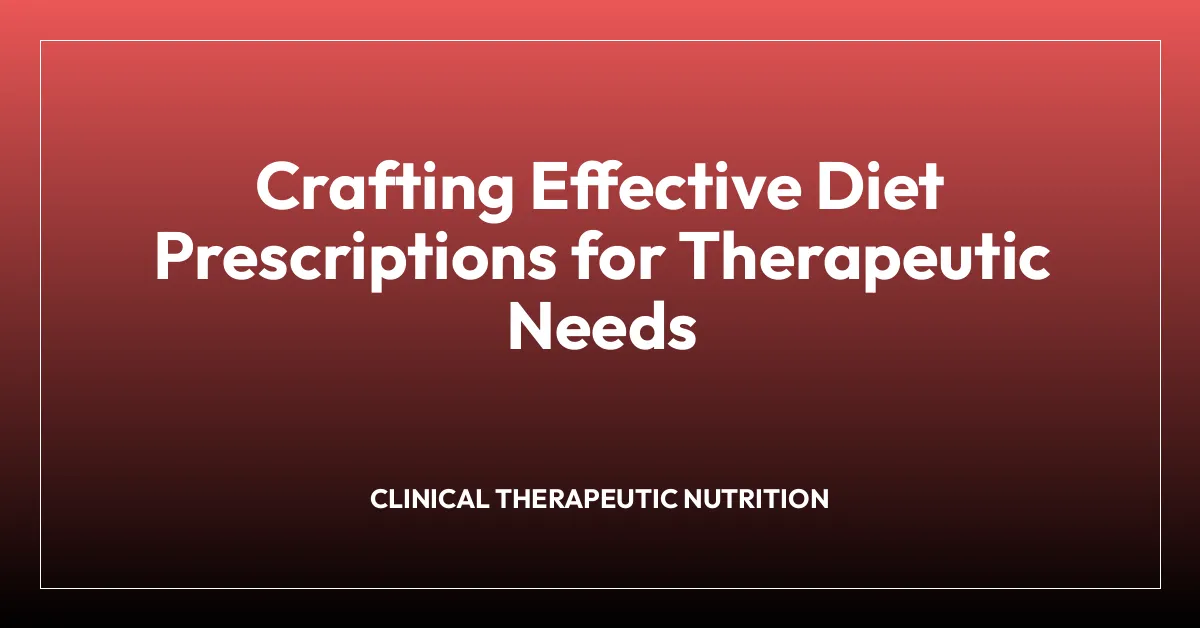 Crafting Effective Diet Prescriptions for Therapeutic Needs