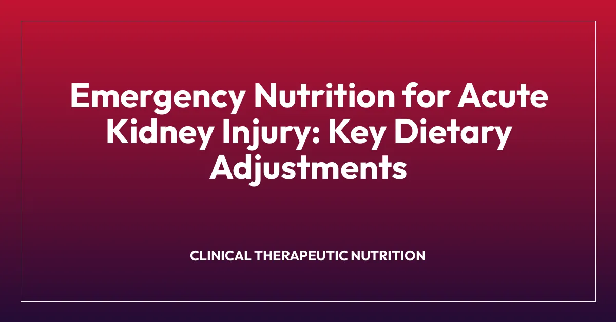 Emergency Nutrition for Acute Kidney Injury: Key Dietary Adjustments
