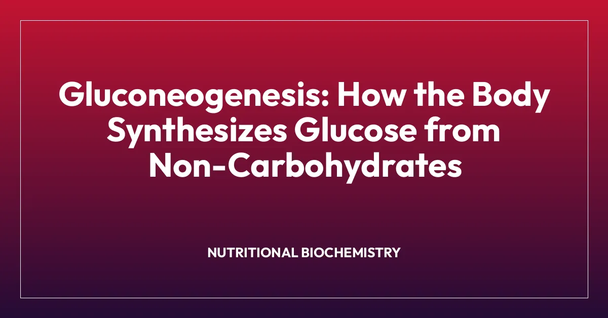 Gluconeogenesis: How the Body Synthesizes Glucose from Non-Carbohydrates