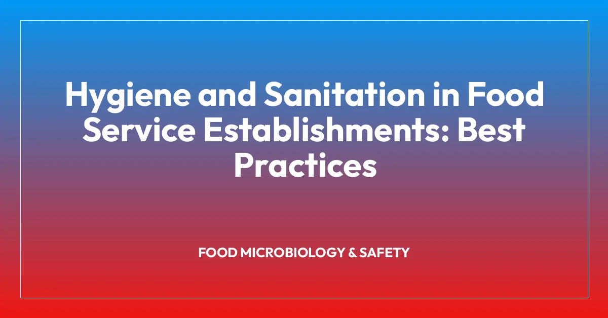 Hygiene and Sanitation in Food Service Establishments: Best Practices