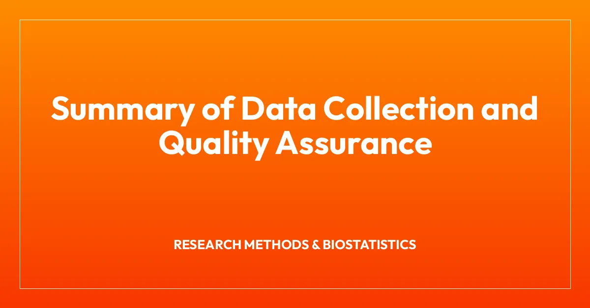 Summary of Data Collection and Quality Assurance